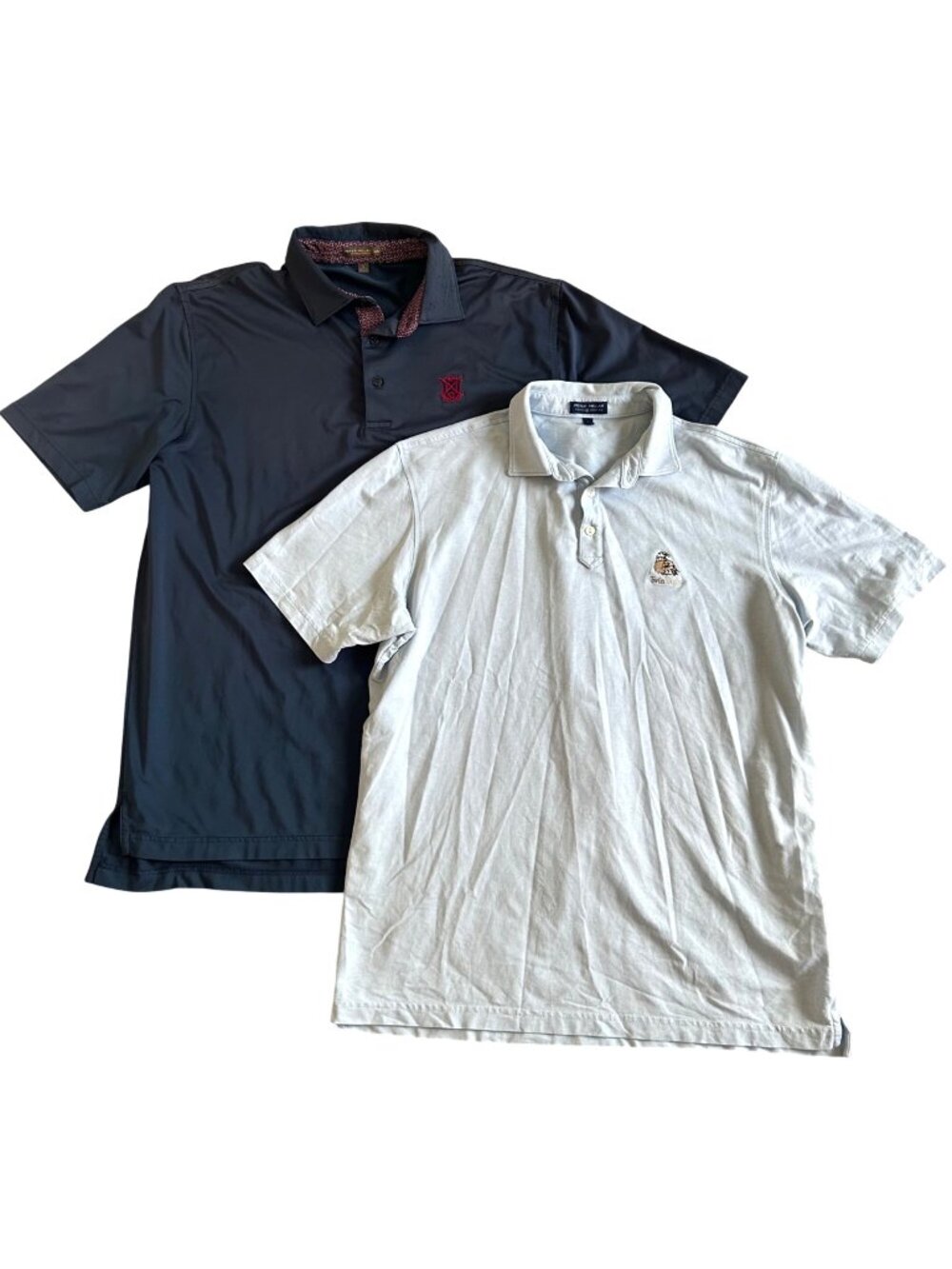Peter Millar Men's Sz L Polo Shirt Bundle Navy & Light Blue Summer Comfort